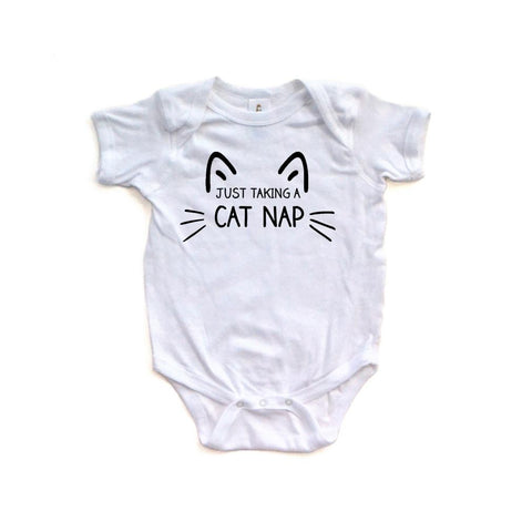 Apericots Just Taking a Cat Nap Short Sleeve Infant Bodysuit