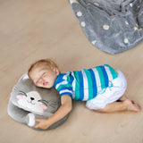 Glow in the dark Blanket, Moon Stars & Cat Neck Pillow-Gray