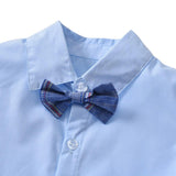 Boys Short Sleeve Shirt With Bowknot +Suspender Short Pants Baby Boys