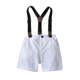 Boys Short Sleeve Shirt With Bowknot +Suspender Short Pants Baby Boys